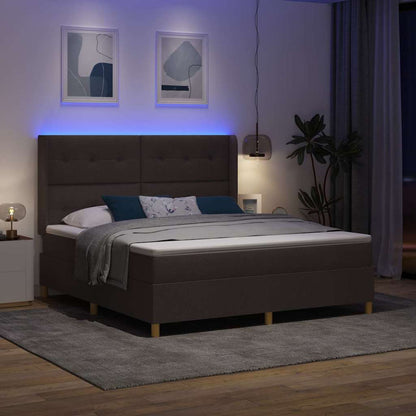 Boxspringbed met LED-stripverlichting Bruin 180 x 200 cm Stof