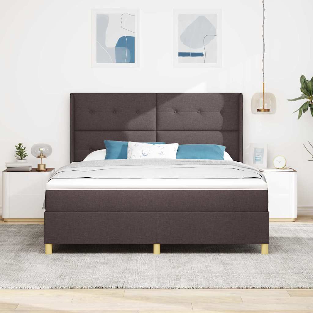 Boxspringbed met LED-stripverlichting Bruin 180 x 200 cm Stof