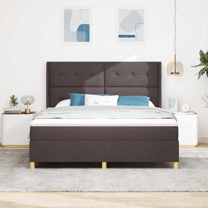 Boxspringbed met LED-stripverlichting Bruin 180 x 200 cm Stof