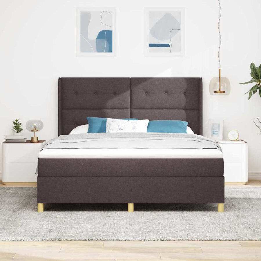 Boxspringbed met LED-stripverlichting Bruin 180 x 200 cm Stof