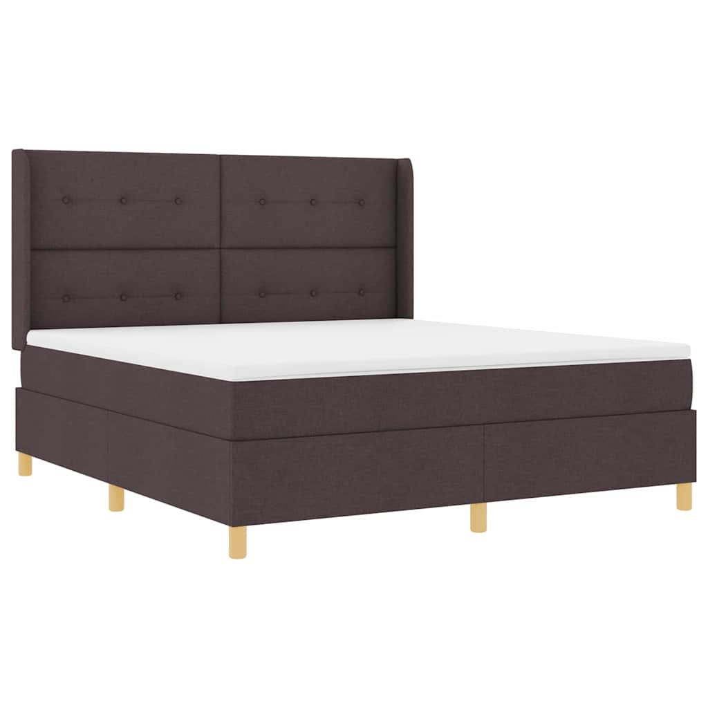 Boxspringbed met LED-stripverlichting Bruin 180 x 200 cm Stof
