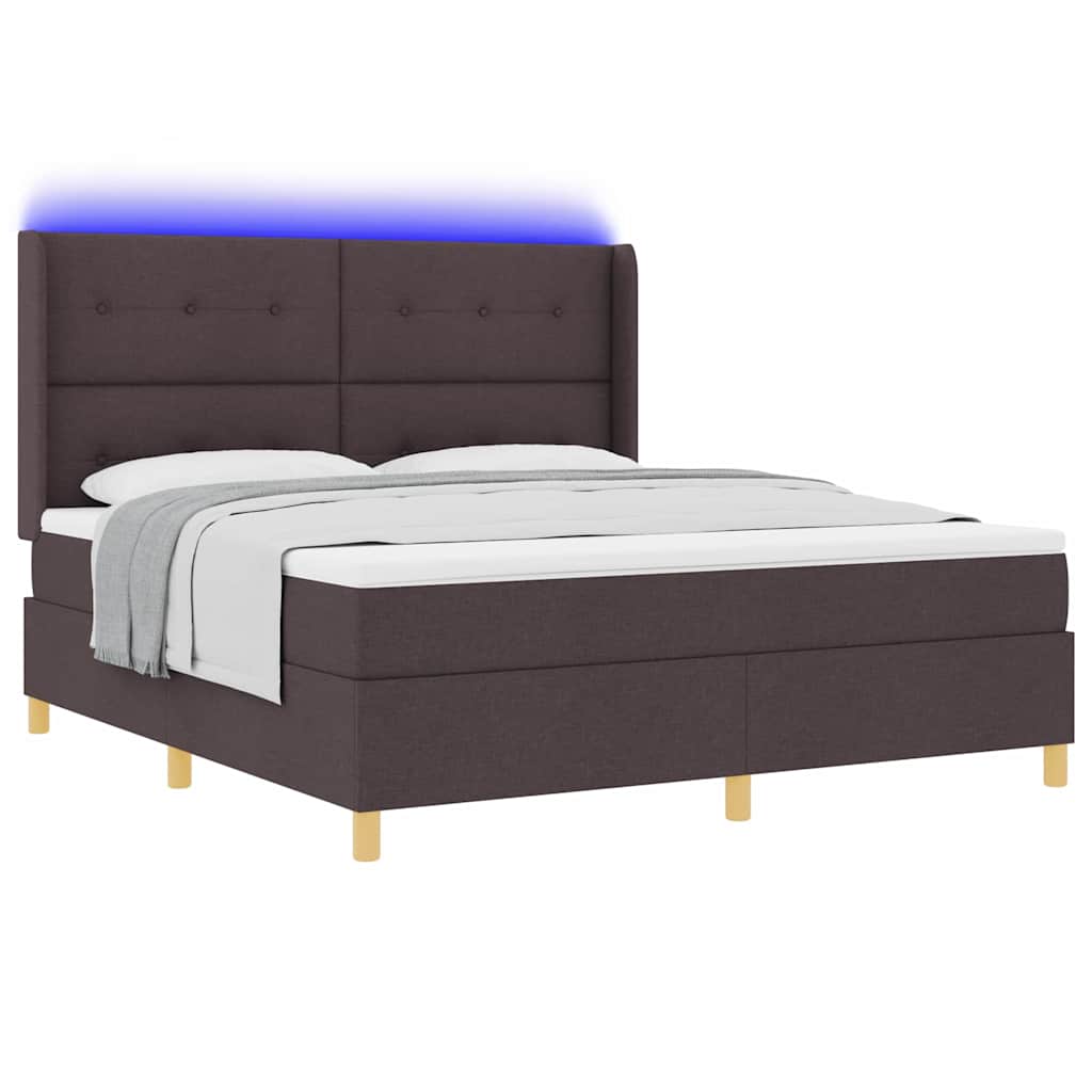 Boxspringbed met LED-stripverlichting Bruin 180 x 200 cm Stof