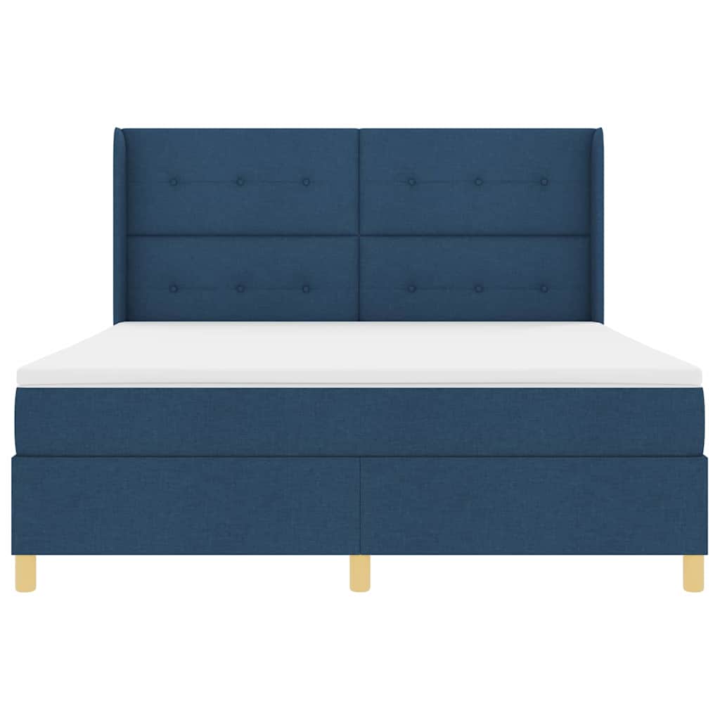 Boxspringbed met LED-stripverlichting Blauw 180 x 200 cm Stof