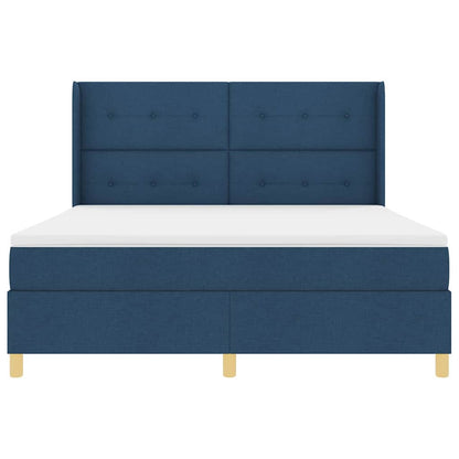 Boxspringbed met LED-stripverlichting Blauw 180 x 200 cm Stof