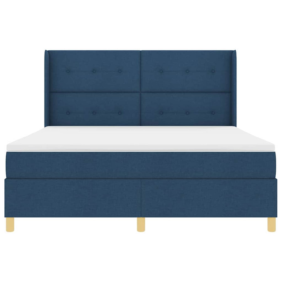 Boxspringbed met LED-stripverlichting Blauw 180 x 200 cm Stof