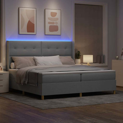 Boxspringbed met hoofdeinde Lichtgrijs 200 x 200 cm Stof