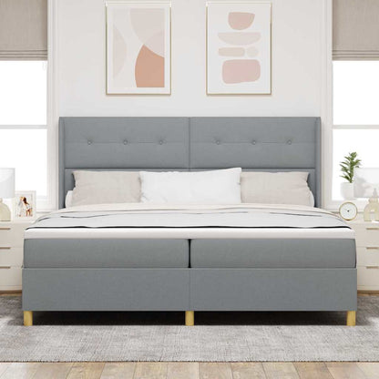 Boxspringbed met hoofdeinde Lichtgrijs 200 x 200 cm Stof