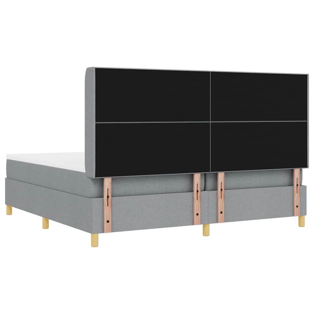 Boxspringbed met hoofdeinde Lichtgrijs 200 x 200 cm Stof