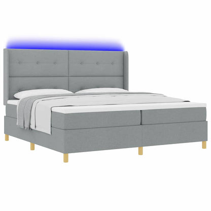 Boxspringbed met hoofdeinde Lichtgrijs 200 x 200 cm Stof