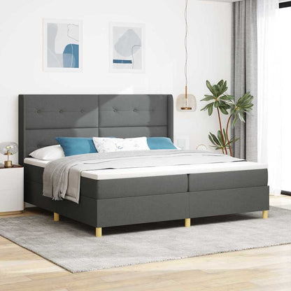 Boxspringbed met LED-stripverlichting Grijs 200 x 200 cm Stof