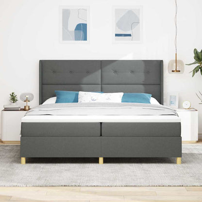 Boxspringbed met LED-stripverlichting Grijs 200 x 200 cm Stof