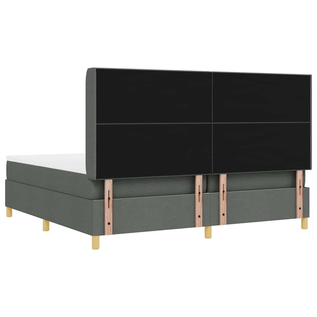 Boxspringbed met LED-stripverlichting Grijs 200 x 200 cm Stof