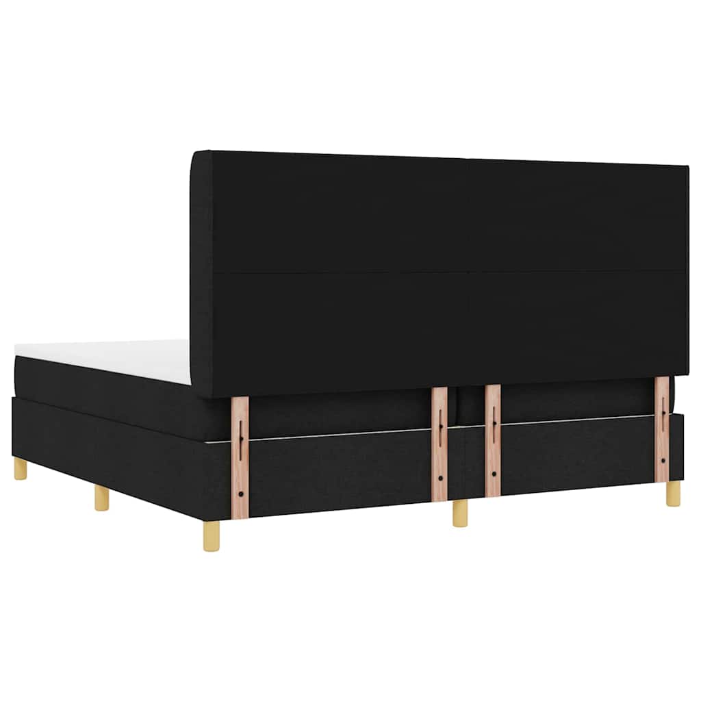 Boxspringbed met LED-stripverlichting Zwart 200 x 200 cm Stof