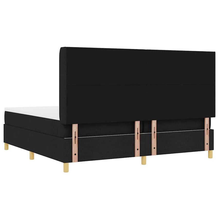 Boxspringbed met LED-stripverlichting Zwart 200 x 200 cm Stof