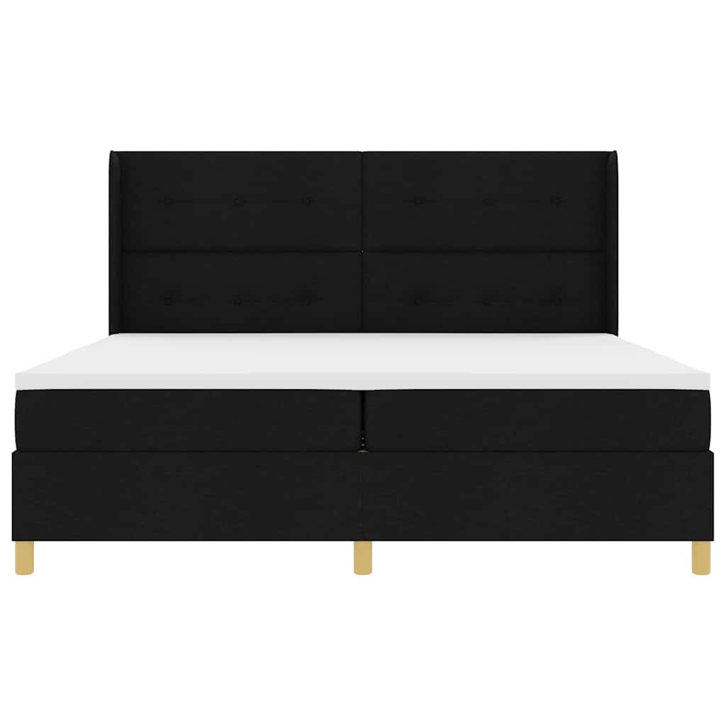 Boxspringbed met LED-stripverlichting Zwart 200 x 200 cm Stof