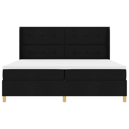 Boxspringbed met LED-stripverlichting Zwart 200 x 200 cm Stof