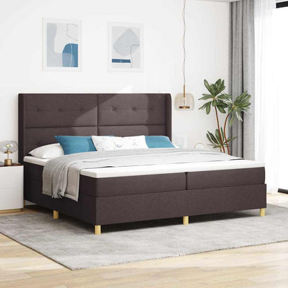 Boxspringbed met LED-stripverlichting Bruin 200 x 200 cm Stof
