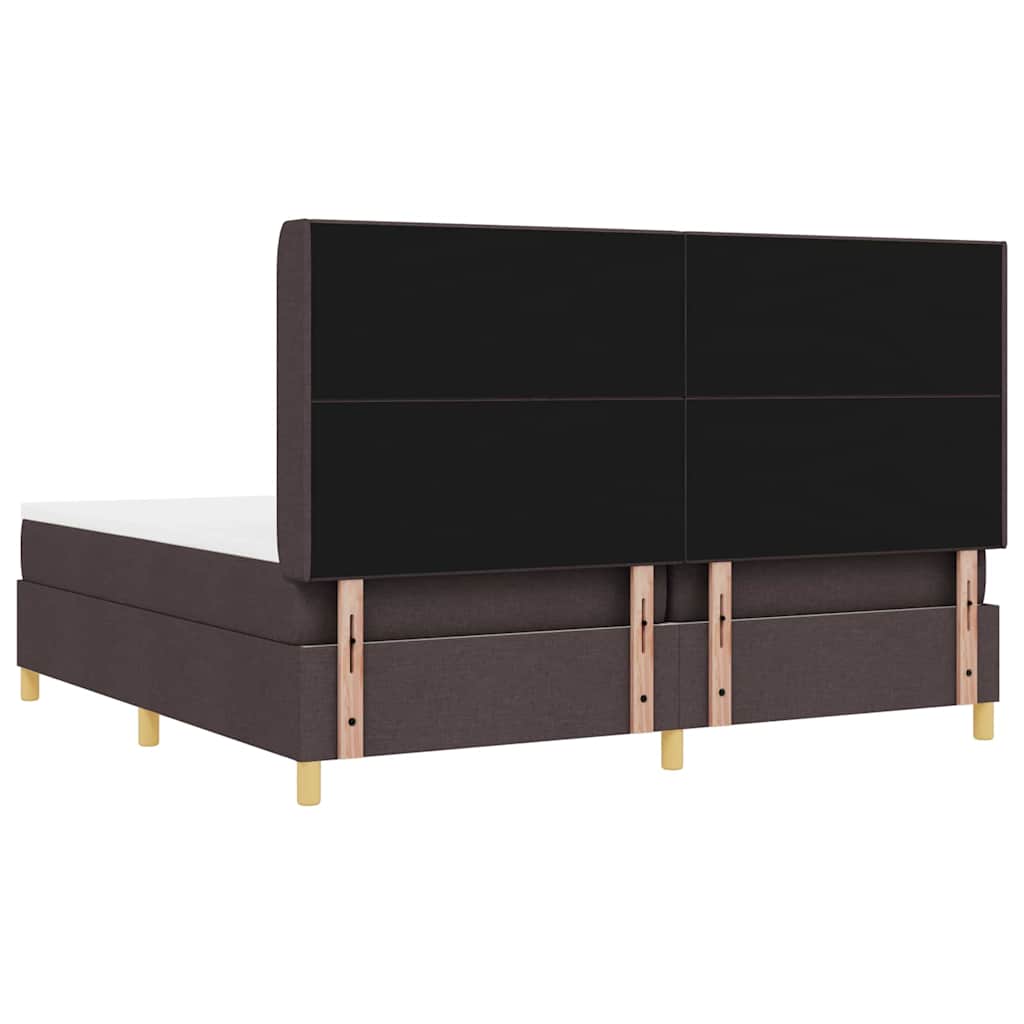 Boxspringbed met LED-stripverlichting Bruin 200 x 200 cm Stof