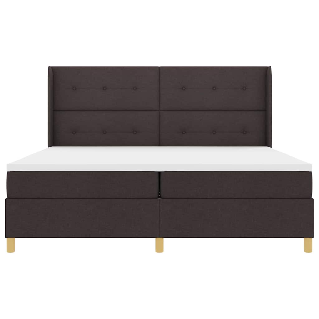 Boxspringbed met LED-stripverlichting Bruin 200 x 200 cm Stof