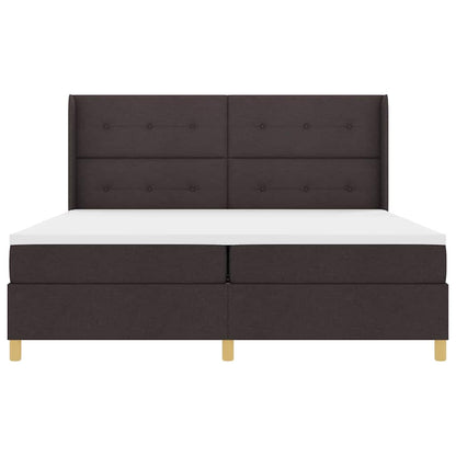 Boxspringbed met LED-stripverlichting Bruin 200 x 200 cm Stof