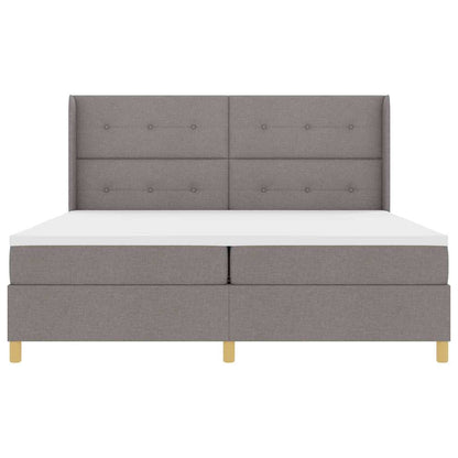Boxspringbed met LED-stripverlichting Taupe 200 x 200 cm Stof