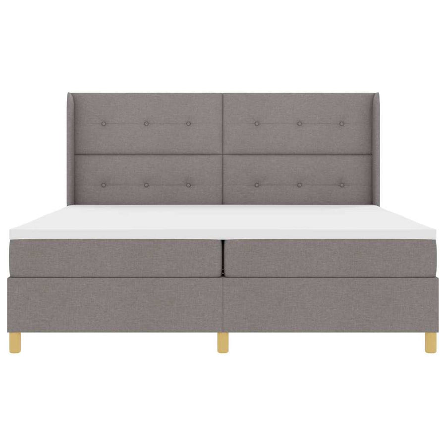 Boxspringbed met LED-stripverlichting Taupe 200 x 200 cm Stof