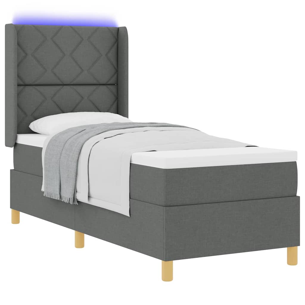 Boxspringbed met LED-stripverlichting Grijs 80 x 200 cm Stof