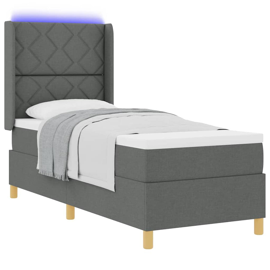 Boxspringbed met LED-stripverlichting Grijs 80 x 200 cm Stof