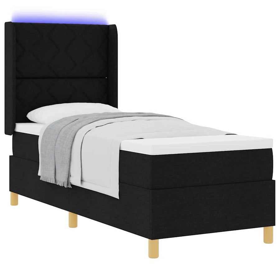 Boxspringbed met LED-stripverlichting Zwart 80 x 200 cm Stof