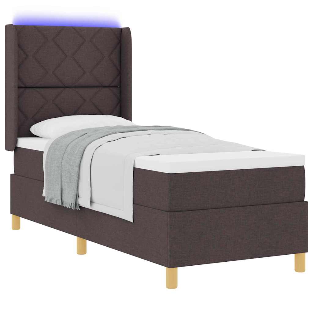 Boxspringbed met LED-stripverlichting Bruin 80 x 200 cm Stof