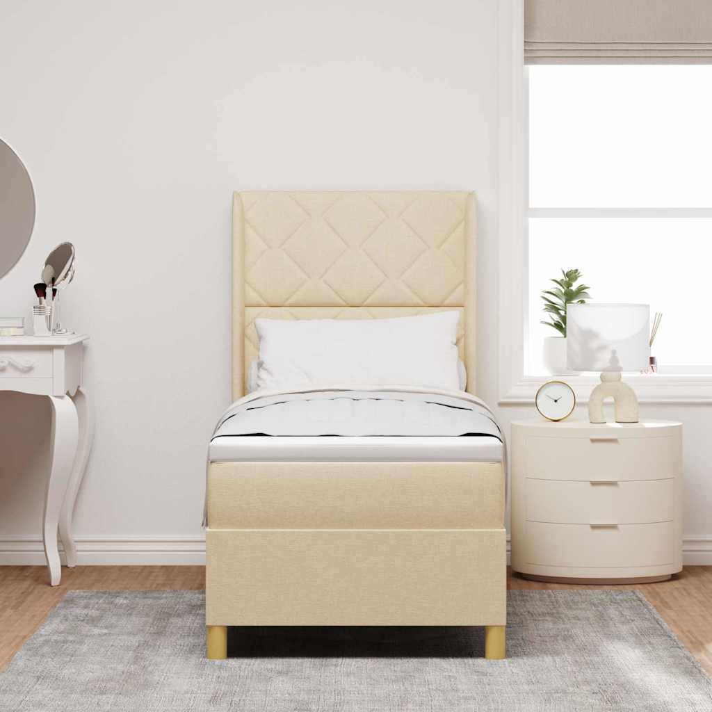 Boxspringbed met LED-stripverlichting Crème 80 x 200 cm Stof