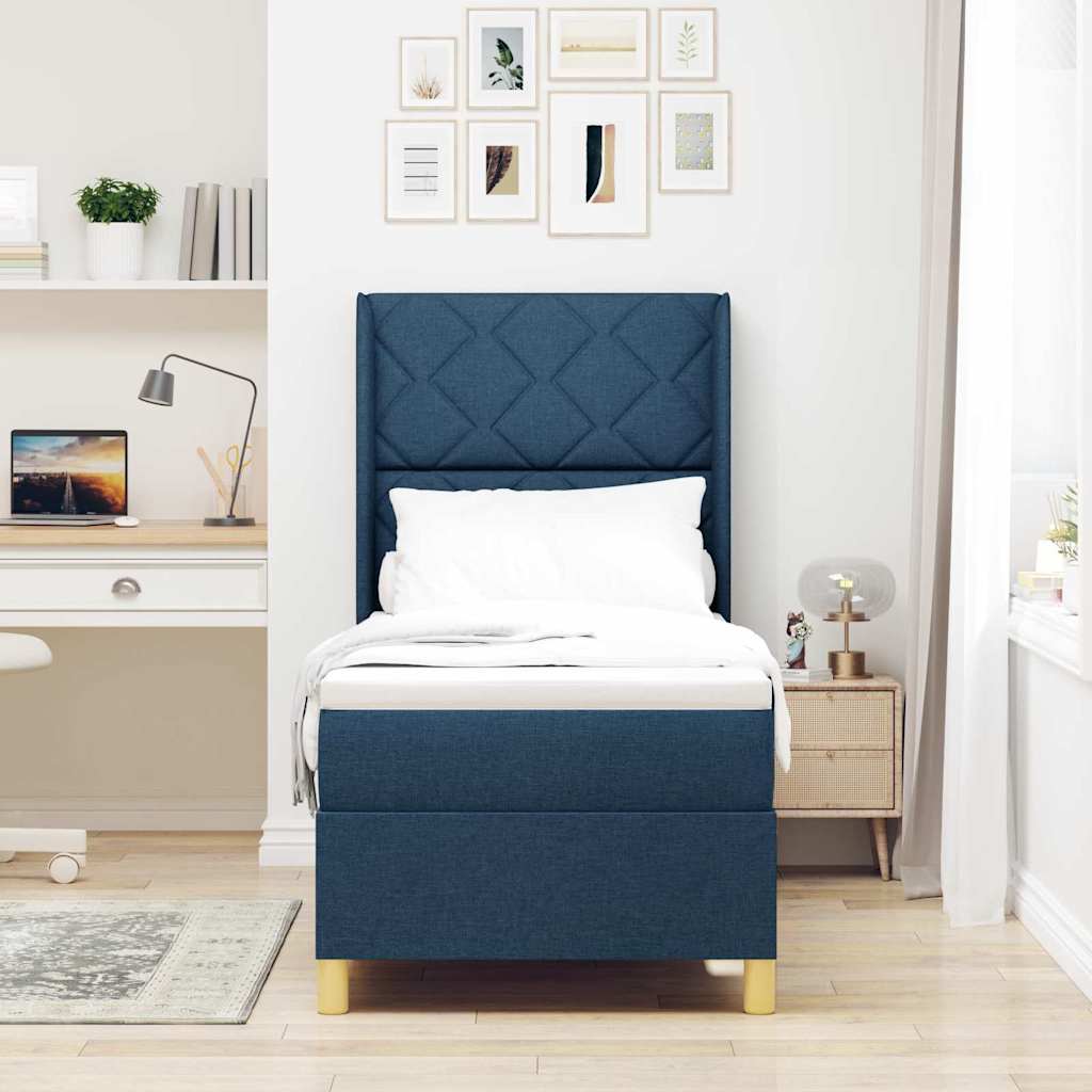 Boxspringbed met LED-stripverlichting Blauw 80 x 200 cm Stof