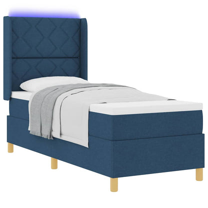 Boxspringbed met LED-stripverlichting Blauw 80 x 200 cm Stof