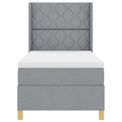 Boxspringbed met hoofdeinde Lichtgrijs 90 x 190 cm Stof