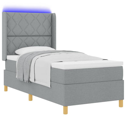 Boxspringbed met hoofdeinde Lichtgrijs 90 x 190 cm Stof