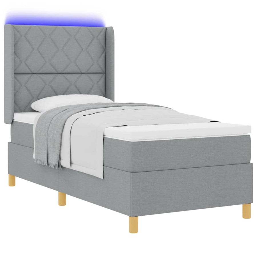 Boxspringbed met hoofdeinde Lichtgrijs 90 x 190 cm Stof