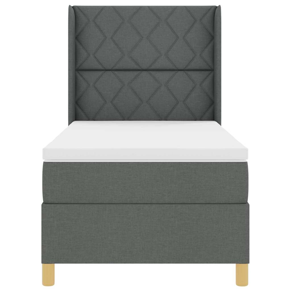 Boxspringbed met LED-stripverlichting Grijs 90 x 190 cm Stof