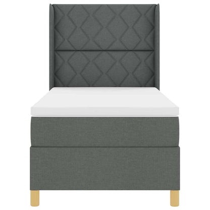 Boxspringbed met LED-stripverlichting Grijs 90 x 190 cm Stof