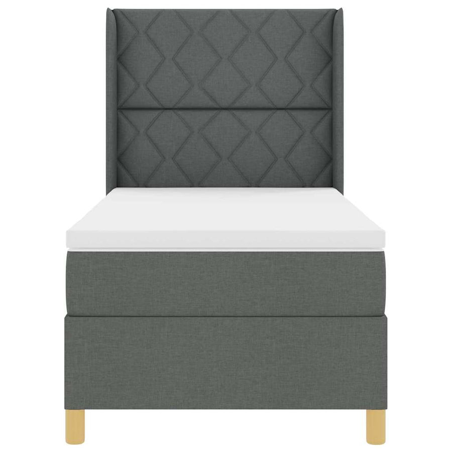 Boxspringbed met LED-stripverlichting Grijs 90 x 190 cm Stof