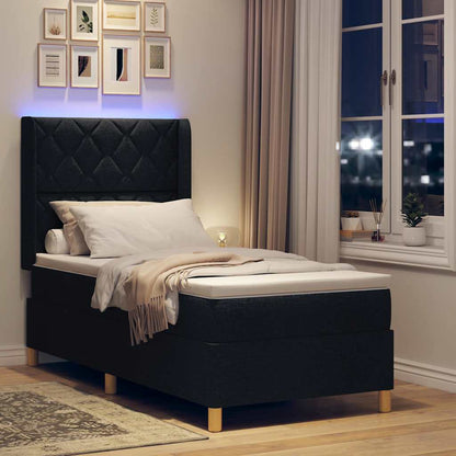 Boxspringbed met LED-stripverlichting Zwart 90 x 190 cm Stof