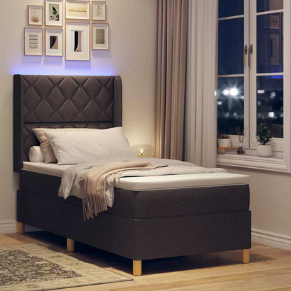 Boxspringbed met LED-stripverlichting Bruin 90 x 190 cm Stof