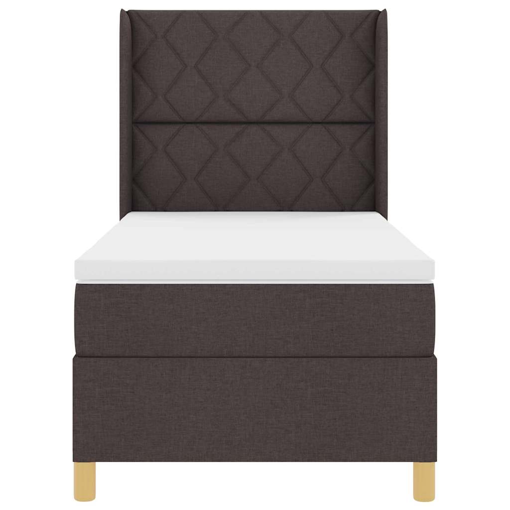 Boxspringbed met LED-stripverlichting Bruin 90 x 190 cm Stof