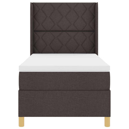 Boxspringbed met LED-stripverlichting Bruin 90 x 190 cm Stof