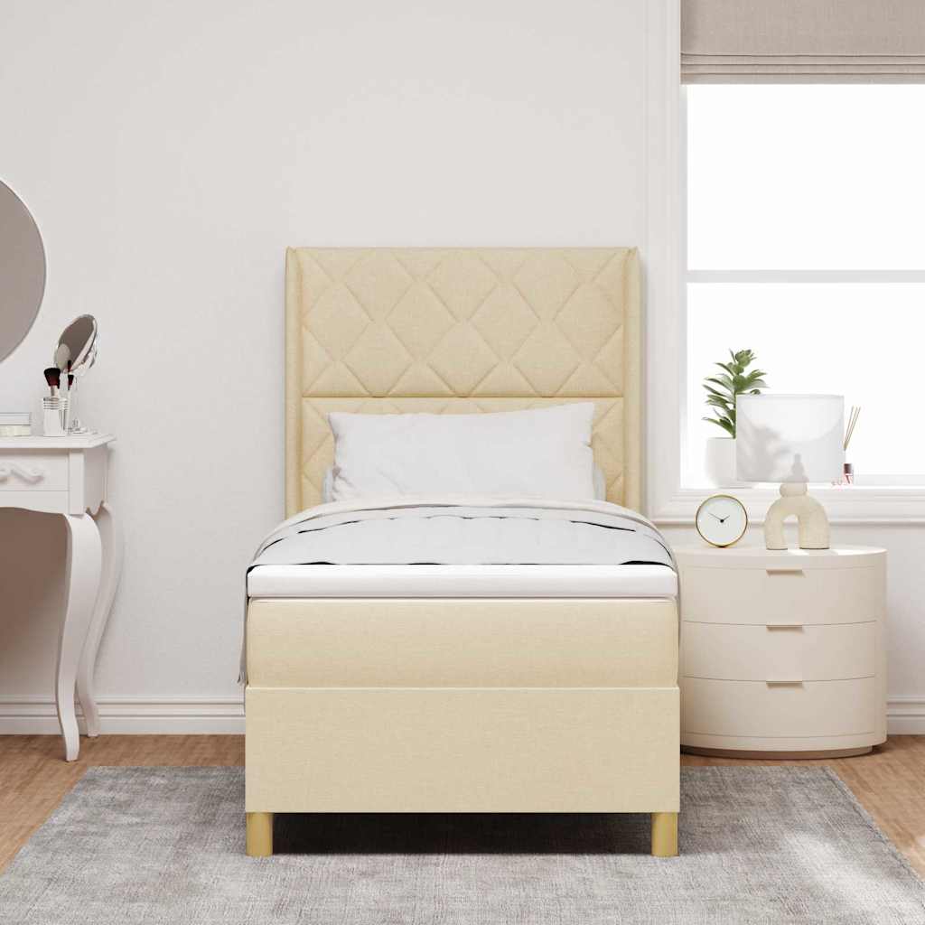 Boxspringbed met LED-stripverlichting Crème 90 x 190 cm Stof