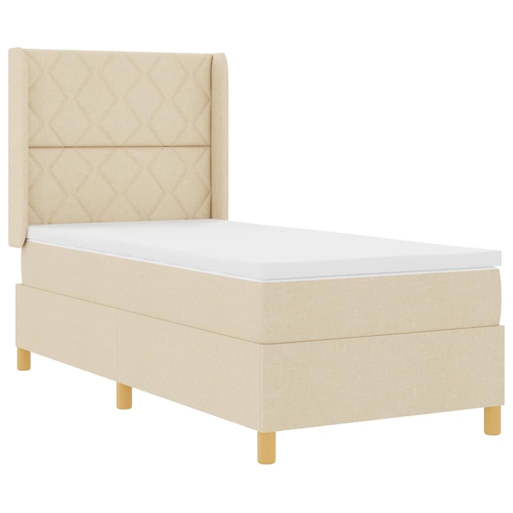 Boxspringbed met LED-stripverlichting Crème 90 x 190 cm Stof