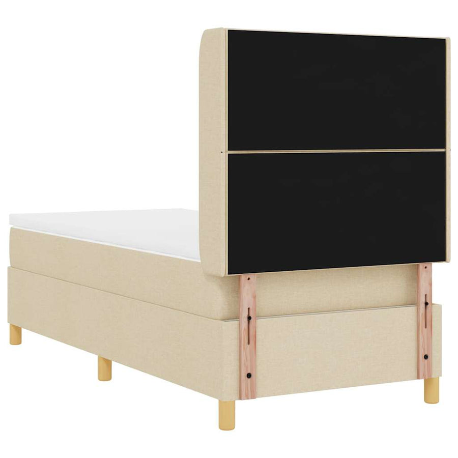 Boxspringbed met LED-stripverlichting Crème 90 x 190 cm Stof