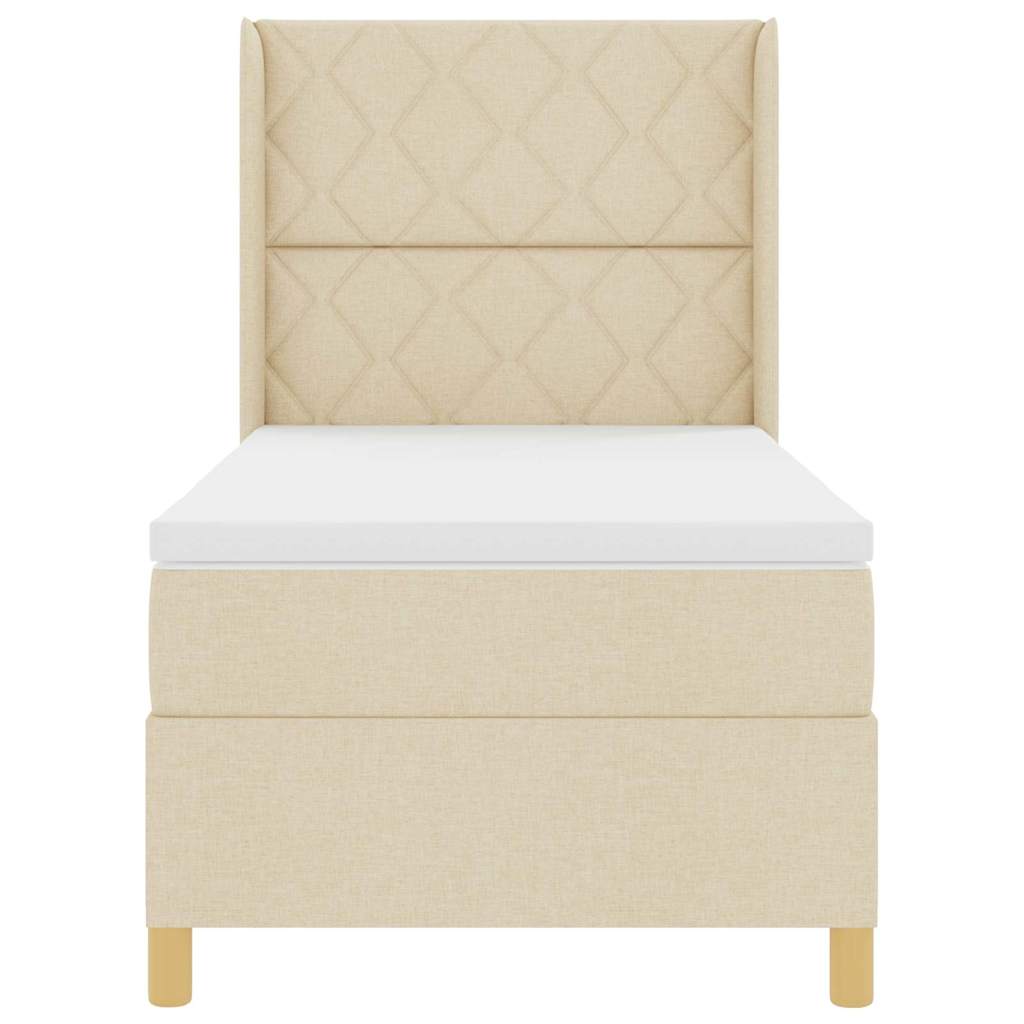 Boxspringbed met LED-stripverlichting Crème 90 x 190 cm Stof
