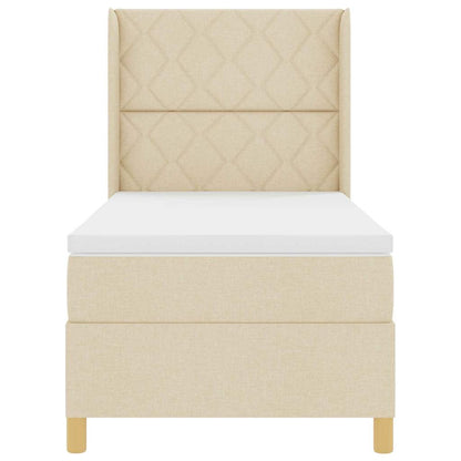 Boxspringbed met LED-stripverlichting Crème 90 x 190 cm Stof
