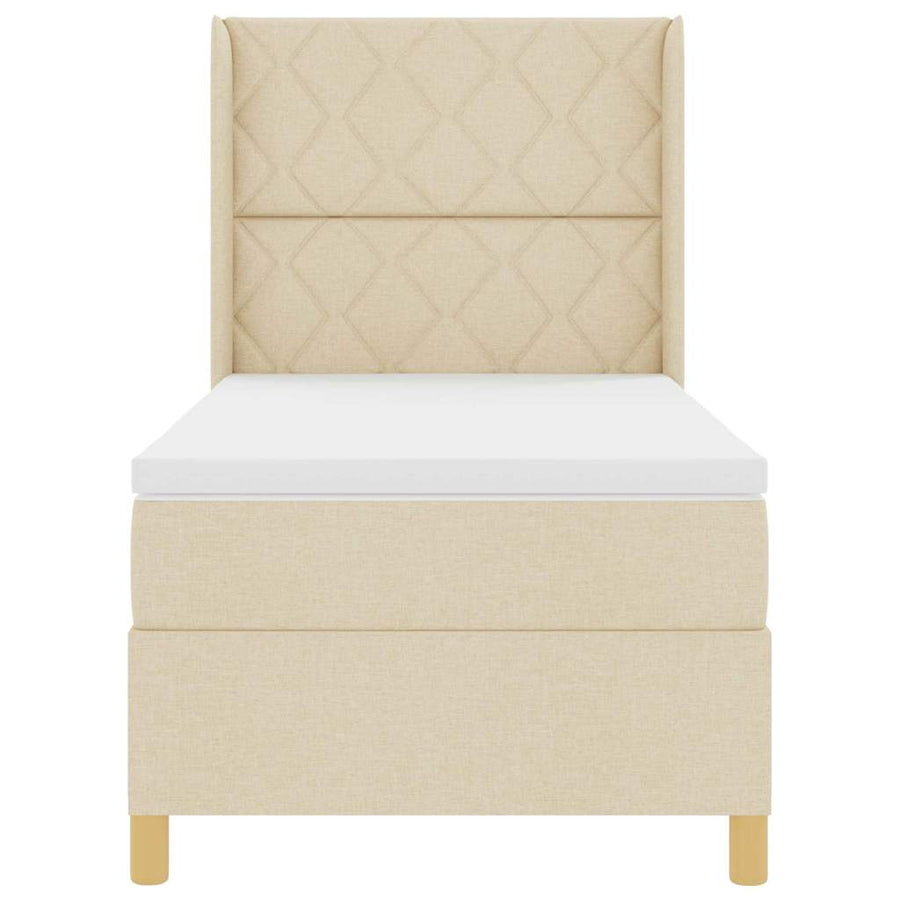 Boxspringbed met LED-stripverlichting Crème 90 x 190 cm Stof