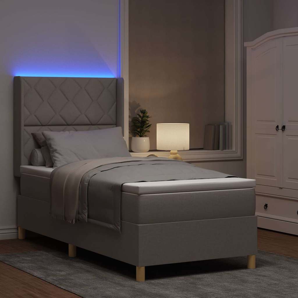 Boxspringbed met LED-stripverlichting Taupe 90 x 200 cm Stof